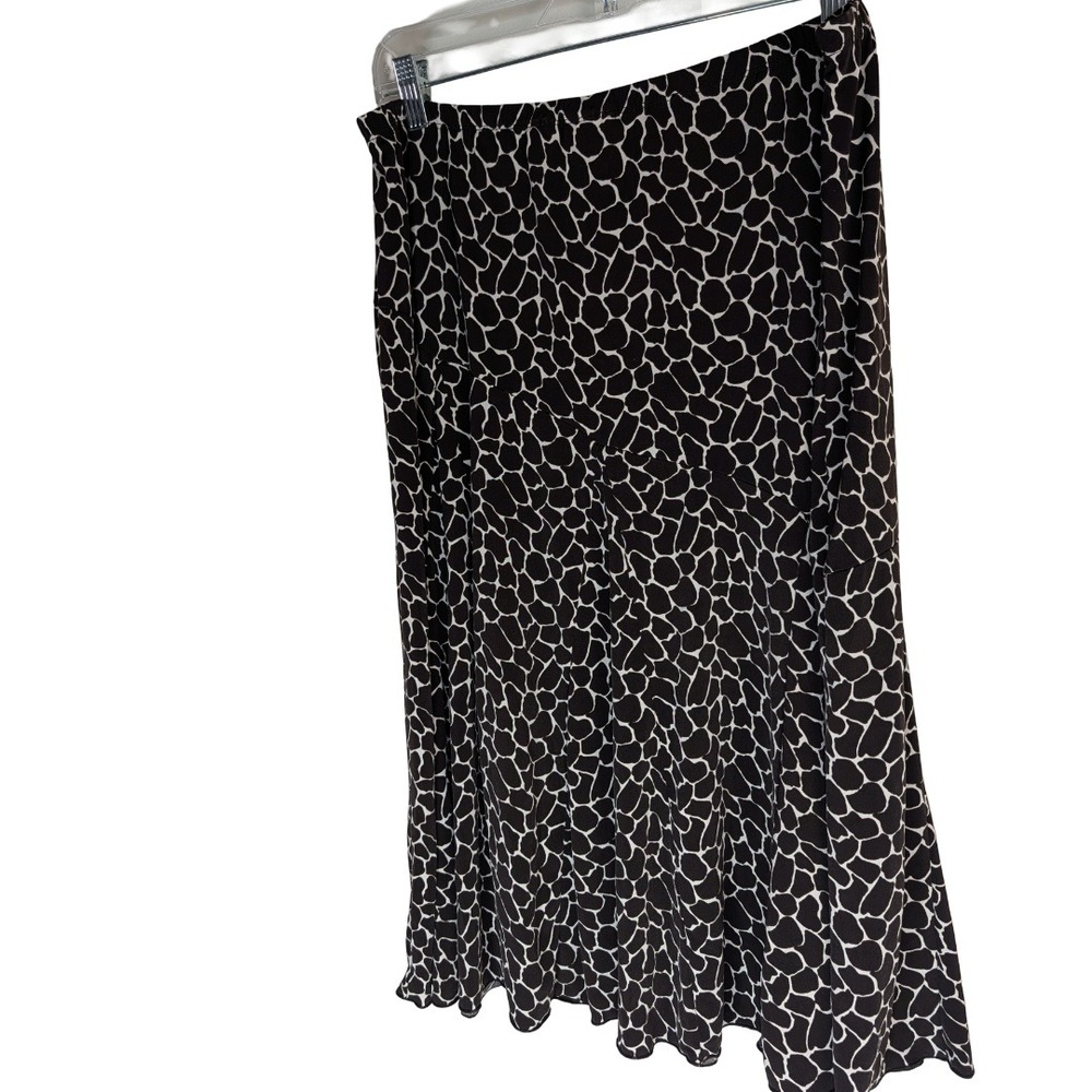 Chico's Midi Skirt Womens Size 2 Large Brown White Giraffe Animal Print Stretch - Picture 2 of 12